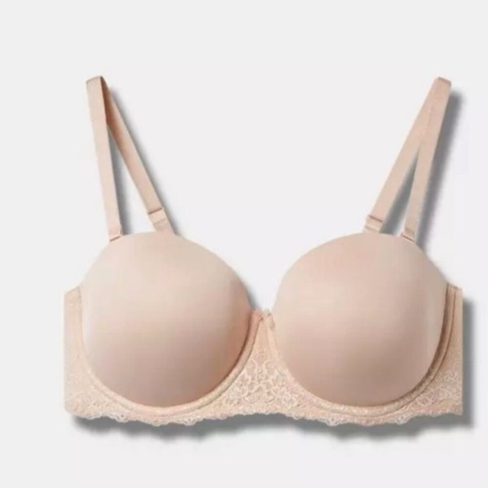 Torrid Curve NWT Nude Micro & Lace Lightly Lined Strapless Multi-Way Bra 42B